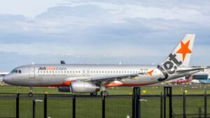 駐機するLCC（格安航空会社）の機材